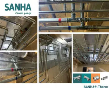 Lak 90° SANHA Therm ZWxZZ, 15mm, çelik karboni i galvanizuar