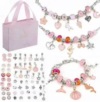 Set rruaza princeshë Smily Play Princess Beads, lodër kreative, rozë