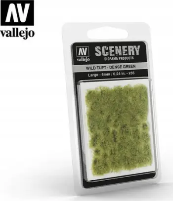 Tufa bari artificial Acrylicos Vallejo Wild Tuft Dense Green Large, 6mm, jeshile e dendur