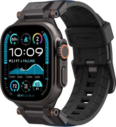Rrip ore inteligjente Spigen DuraPro Armor për Apple Watch, metal dhe gomë, për Ultra 49mm dhe Series 45mm, i zi me blu - 1