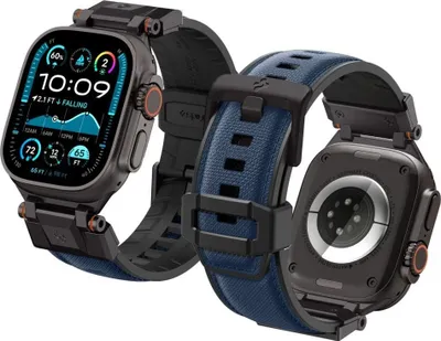 Rrip ore inteligjente Spigen DuraPro Armor për Apple Watch, metal dhe gomë, për Ultra 49mm dhe Series 45mm, i zi me blu - 2
