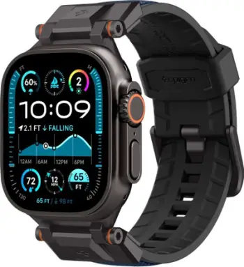 Rrip ore inteligjente Spigen DuraPro Armor për Apple Watch, metal dhe gomë, për Ultra 49mm dhe Series 45mm, i zi me blu
