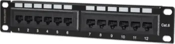Patch panel Intellinet Cat6 10", 12 porta RJ45, 1U, i zi