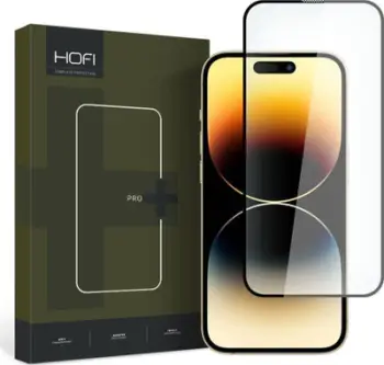 Xham mbrojtës Hofi Glass Pro+, për iPhone 15, skaje të zeza