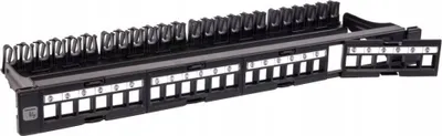 Patch panel Techly 24 porta Keystone UTP, 1U, metalik, i zi - 1
