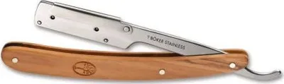 Brisk berberi Boker Pro Barberette, çelik inox, dorezë dru ulliri - 1