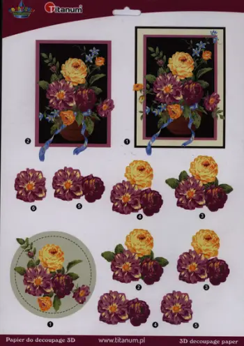 Letër dekoruese Titanum 3D Decoupage Bouquet, shumëngjyrëshe