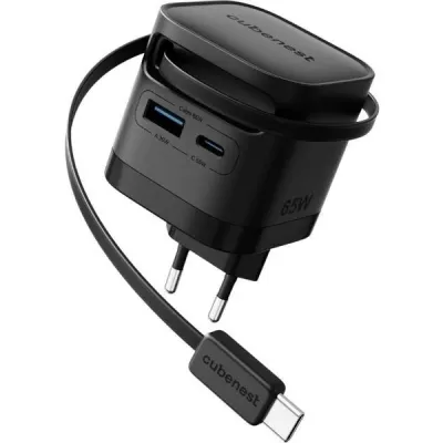 Karikues Cubenest S3D2 PD GaN, 65W, me kabllo USB C, i zi - 1
