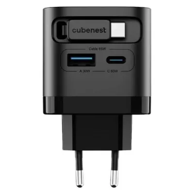 Karikues Cubenest S3D2 PD GaN, 65W, me kabllo USB C, i zi - 4