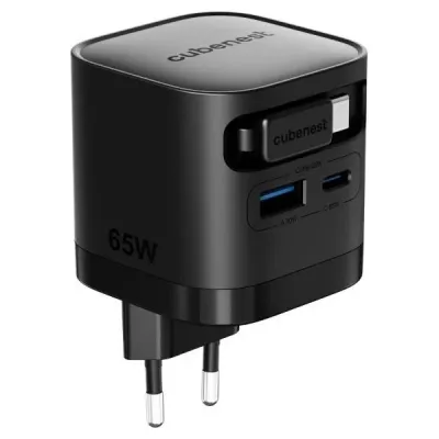 Karikues Cubenest S3D2 PD GaN, 65W, me kabllo USB C, i zi - 5
