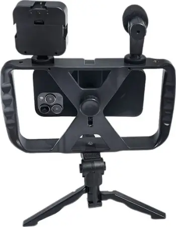 Set selfie me tripods dhe telekomandë Bluetooth TL-49T, llampë LED, mikrofon, i zi