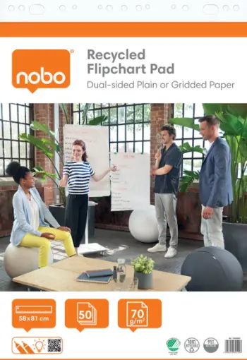 Letër flipchart Nobo Recycled, 58x81cm, 2x50 fletë, e bardhë