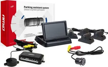 Set sensorë parkimi TFT TFT02, ekran 4.3", kamerë HD-307-IR, 4 sensorë, i zi për kamion