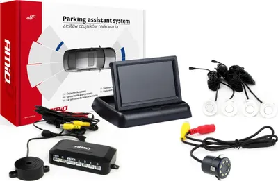 Set sensorë parkimi TFT02, ekran 4.3", kamerë HD-308-LED, 4 sensorë, i bardhë - 1