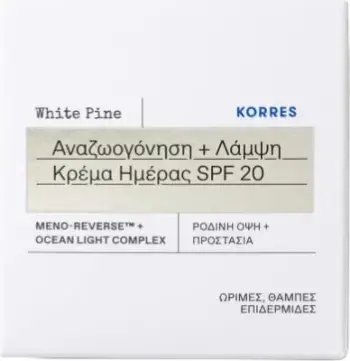 Krem fytyre me SPF Korres White Pine për femra, 40ml