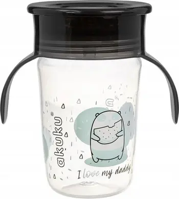 Gotë trajnimi Akuku 360 Drip Glass, 240ml, me doreza, e errët