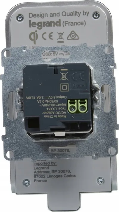 Karikues induktiv Legrand Suno 721134, USB A, wireless, i bardhë - 1