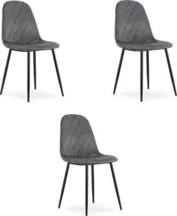 Set karrigesh KARA, 3 copë, kadife, gri e errët