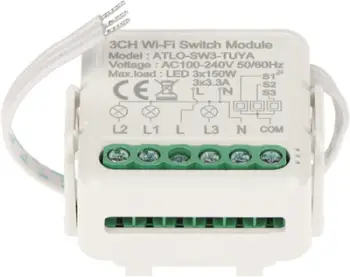 Kontroller ndriçimi LED ATLO-SW3-TUYA, 3 kanale, Wi-Fi Tuya Smart, i bardhë
