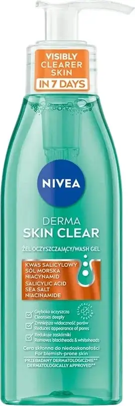 Xhel pastrues për fytyrë Nivea Derma Skin Clear për femra 150ml