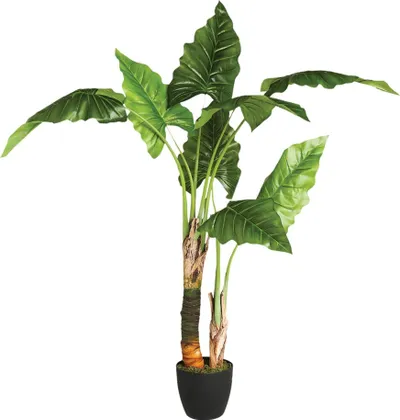 Bimë artificiale banane me vazo, 120 cm, dekorative, jeshile - 1