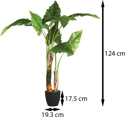 Bimë artificiale banane me vazo, 120 cm, dekorative, jeshile - 3