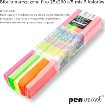 Letër mëndafshi e valëzuar Fluo, set 5 fletë, 25x200 cm, shumëngjyrëshe