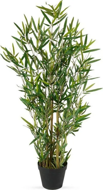 Bimë artificiale dekorative bambu, 97 cm, me vazo, e zezë - 1
