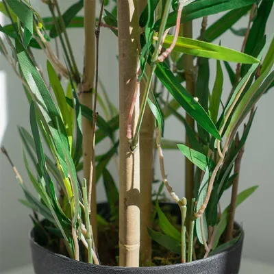 Bimë artificiale dekorative bambu, 97 cm, me vazo, e zezë - 4