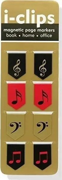 Set shënuesish magnetikë Music I-clips, 8 copë, motive muzikore, shumëngjyrëshe