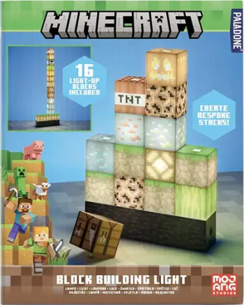 Lampë dekorative Paladone Minecraft Flat-pack Assembly, me blloqe ndriçimi, shumëngjyrëshe