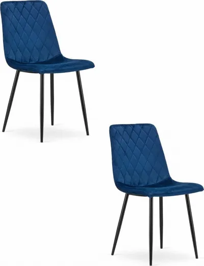 Set karrigesh Turin, kadife navy blue, metal, 2 copë - 1