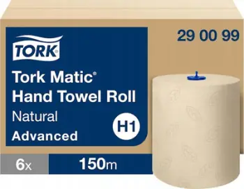 Letër tharëse duarsh Tork Matic Natural Advanced H1, 150m, paketim 6 copë, ngjyrë natyrale