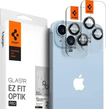 Xham mbrojtës kamerë Spigen OPTIK.TR EZ.FIT, për iPhone 14 dhe 14 Plus, set 2 copë, transparent