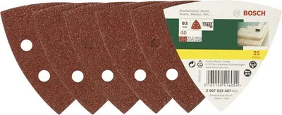 Letër zmerile Bosch Delta me Velcro, 93mm, P40, 25 copë - 1