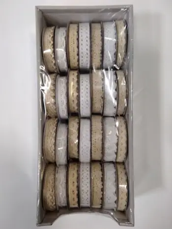 Set shirita dekorativë me dantellë, 15mm x 3m, 28 copë, shumëngjyrësh