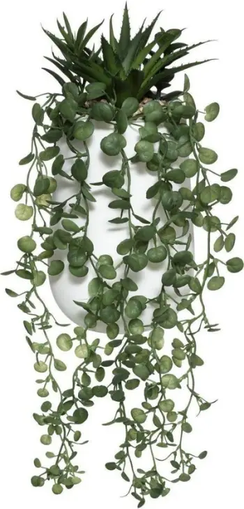 Bimë artificiale varëse Art-Pol, me vazo qeramike, 33cm, e bardhë e gjelbër