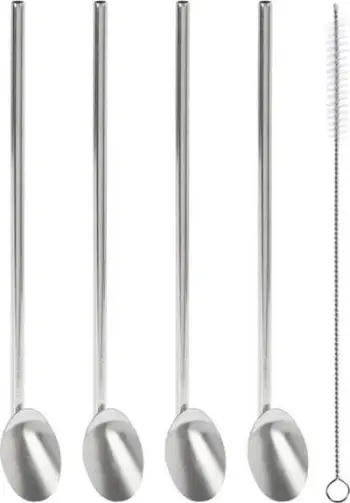 Set kashtash çeliku me luga, çelik inox, me furçë pastrimi, argjendi