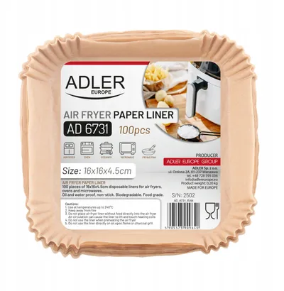 Letra mbrojtëse për fritezë ajri Adler AD 6731, 16 cm, 100 copë, kafe - 3