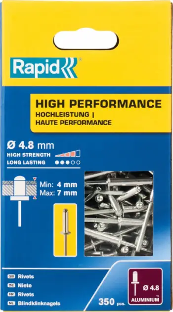 Gozhdë rrobash Rapid High Performance 5001435, 4.8 x 10 mm, alumini