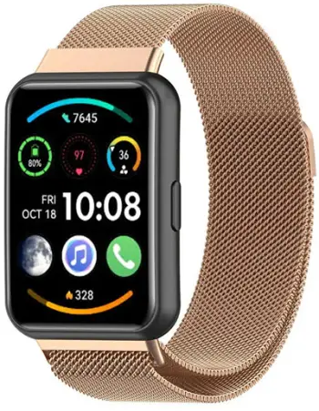 Rrip milanez 4wrist për orën Huawei FIT 2, ari rozë