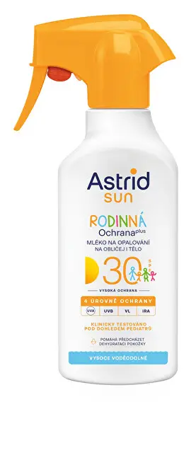 Sprej mbrotjës ndaj diellit Astrid Family Sun Lotion SPF 30 Sun, 270 ml