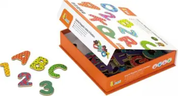 Set shkronja dhe numra magnetike Viga, shumëngjyrëshe