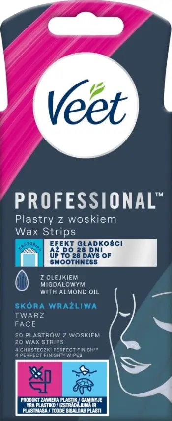 Shiritë depilimi për fytyrë Veet Easy Gelwax, 20 copë, për lëkurë të ndjeshme