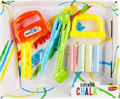 Set shkumësash për trotuar Mega Creative Thick Pavement Chalk, 4 ngjyra, me aksesorë - 1