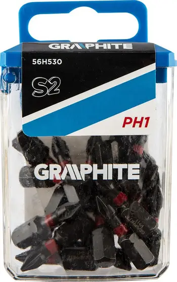 Set kokë kaçavide Graphite, Ph1 x 25 mm, 20 copë