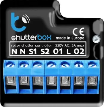 Kontrollor WiFi për roleta Blebox shutterBox 2.0, 230V, kontroll përmes aplikacionit, i bardhë