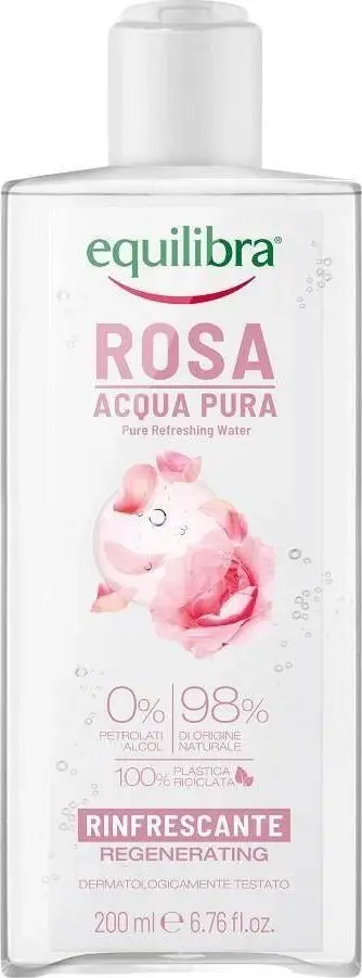 Ujë freskues për fytyrë Equilibra Rose Pure, 200ml, për të gjitha llojet e lëkurës