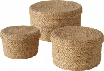 Set shporta me kapak Boltze, seagrass, 3 copë, natyrale
