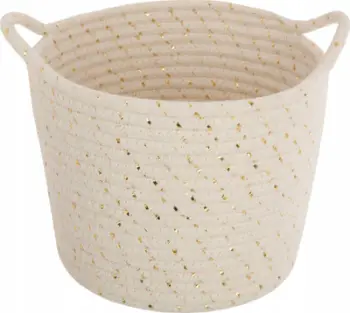 Set shporta ruajtëse Atmosphera, 3 copë, pambuk me lurex, bezhë